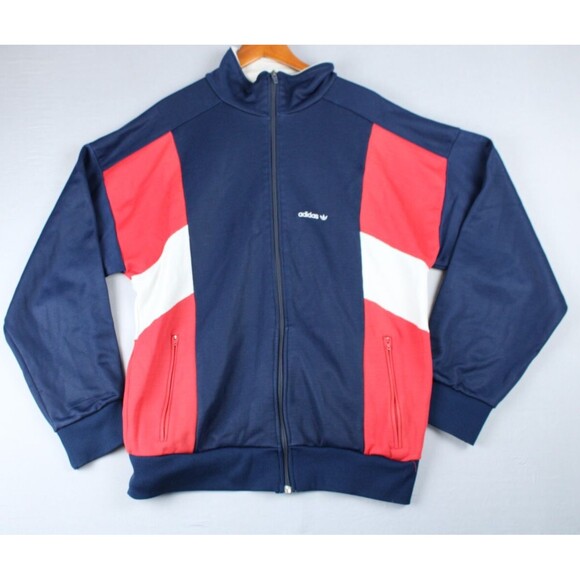 Adidas Track Jacket Mens Large Blue Red White Trefoil READ - Picture 1 of 16